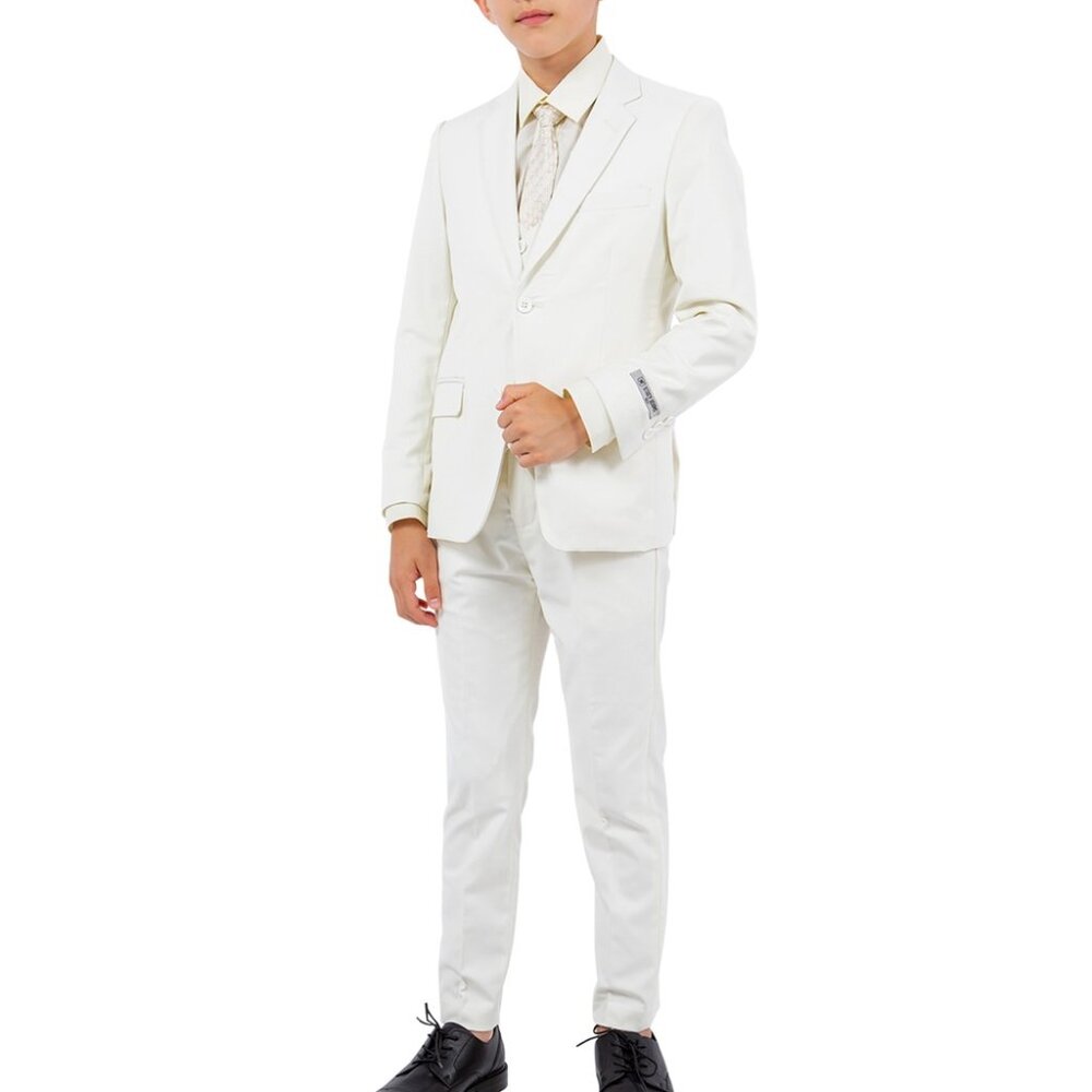 Premium Ivory Notch Lapel 5 Piece Stacy Adams Boy's Suit